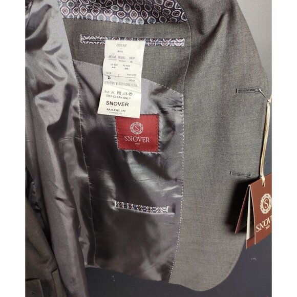 Snover Men's Grey 2-Piece Suit 46R/40W Modern Tailored NWT - Picture 8 of 16